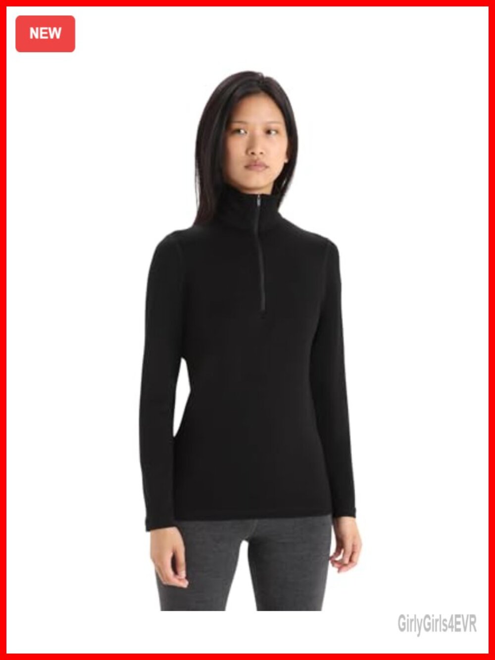 Merino Wool Base Layer Long Sleeve Half Zip Slim Fit Thermal Top